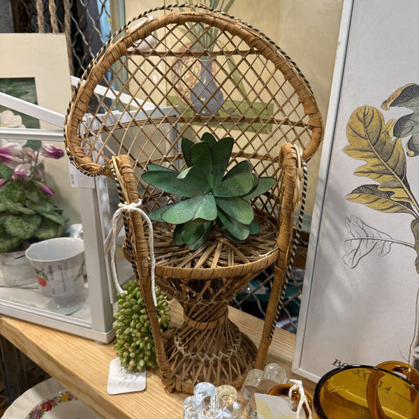 Vintage wicker peacock chair miniature