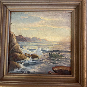 Seascape 7" x 7", oil, signed Verne Laguna Beach