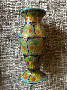 Vintage Paper Mache Vase W/ Brass Rim