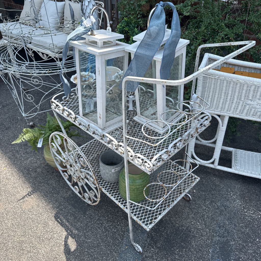 Vintage wrought iron garden/bar cart