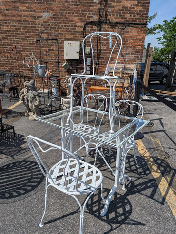 1960s Vintage Iron 5 pc French Table/Chairs