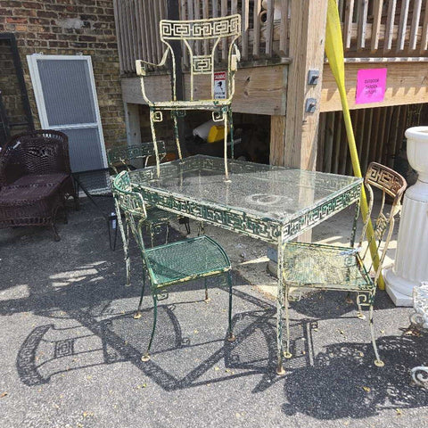 30 x 48 Iron table and 4 chairs in store pick up only