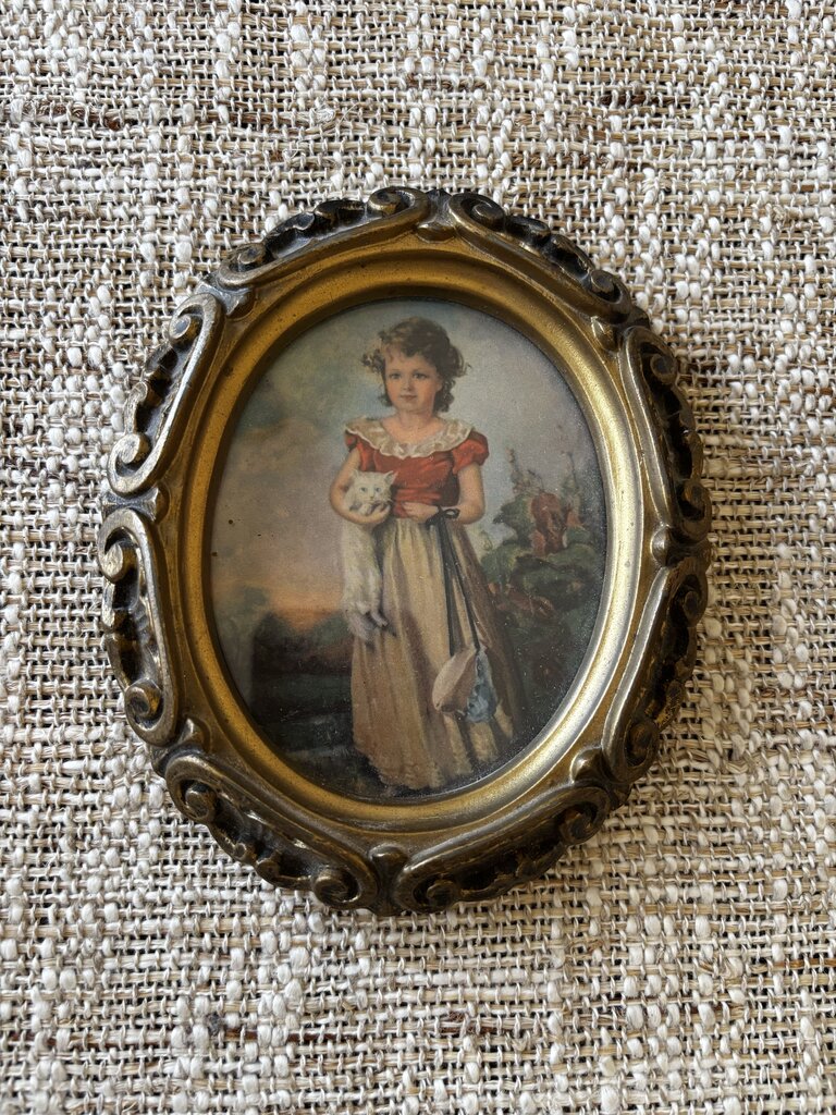 Vtg Italian Gold Framed Print of Chums by Jane Freeman