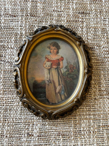 Vtg Italian Gold Framed Print of Chums by Jane Freeman
