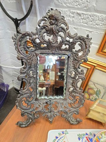 Case iron framed plate glass mirror 17 x 11