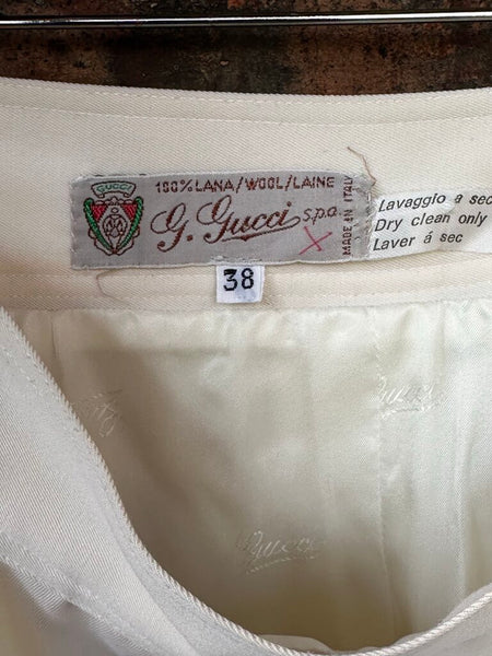 STUNNING Vintage Gucci 100% Ivory Wool Skirt Sz: 38