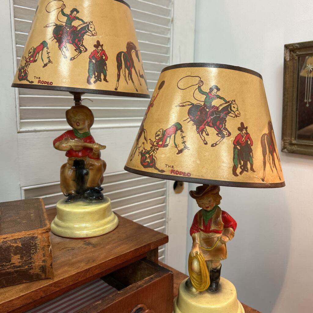 DARLING Chalkware Cowgirl/Cowboy Vintage Lamps