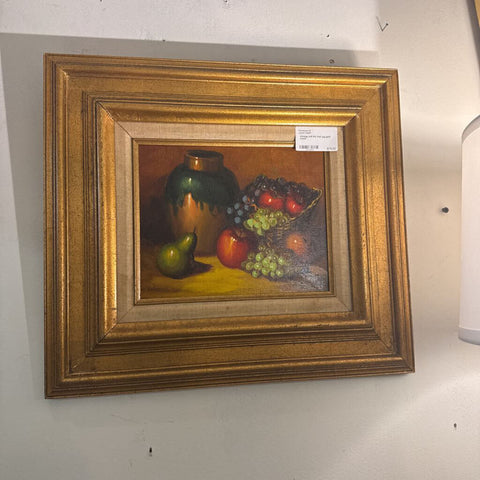 Vintage still life fruit jug gold frame