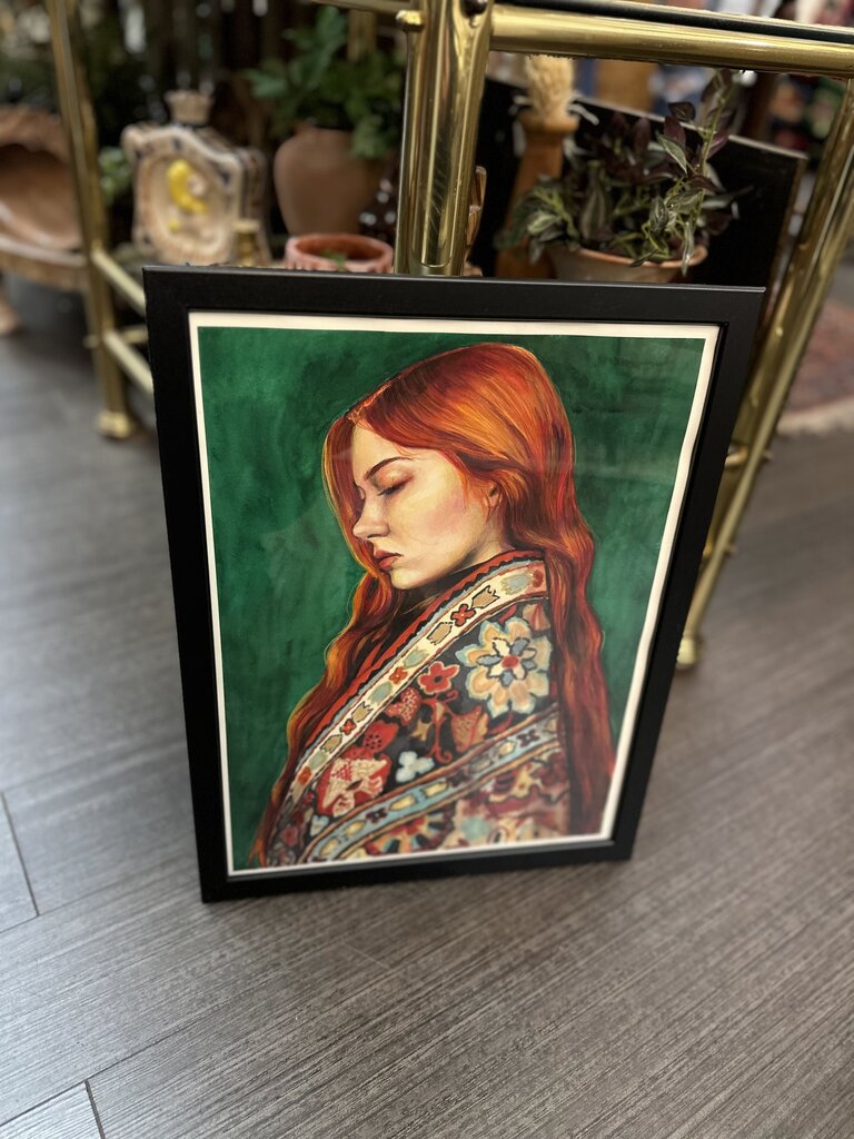 Watercolor portrait artist signed and framed FIRM