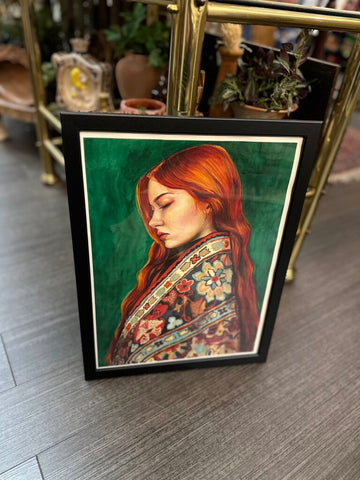 Watercolor portrait artist signed and framed FIRM