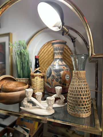 Pair of off white vintage candle holders