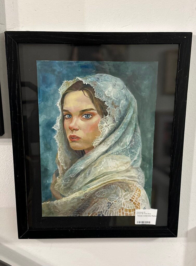 Female watercolor Portrait signed