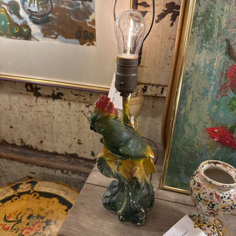 Rare chalkware parrot lamp