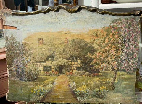 Antique 1920's English cottage on board as is