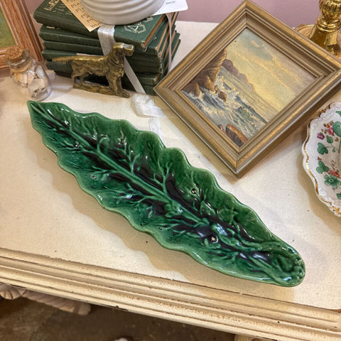 MCM green leaf elongated dish