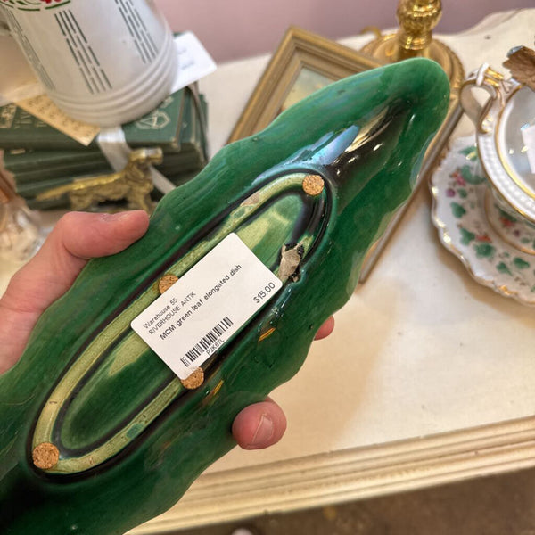 MCM green leaf elongated dish