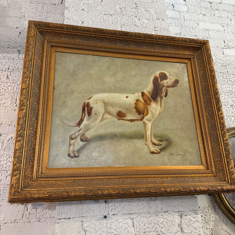 Jens Fresh Vintage ~ Vintage Shipley Oil Painting- Pointer Dog . 34" tall by 40" wide . IN STORE PICKUP ONLY