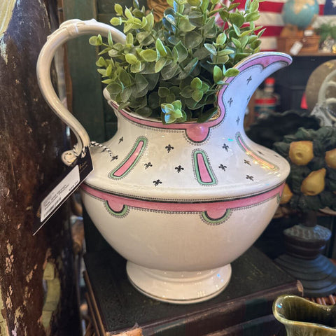 Pink and Green Ironstone Pitcher