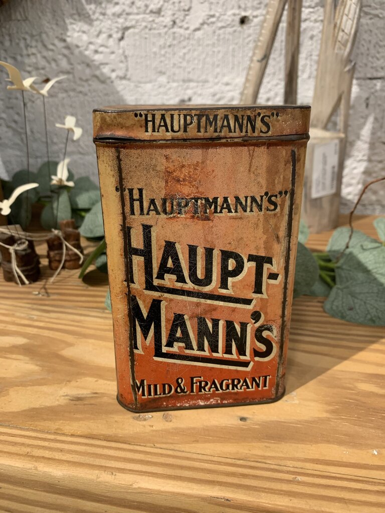 Antique Hauptmann's Tobacco Tin~ 3.5" w x 5.75" t