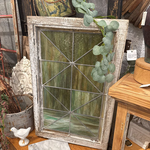 Antique Stained Glass Window~ 23" w x 36" l~ pick up in store