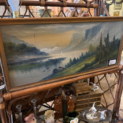 River Valley Oil Painting as found 13.5x29.5
