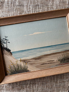 MCM Framed Beach Painting by Helge Hokansen 16 x12
