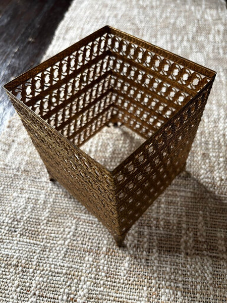 Vintage Gold Metal Footed Square Tissue Box Holder