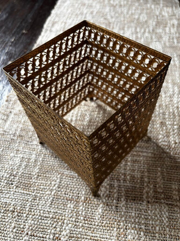 Vintage Gold Metal Footed Square Tissue Box Holder