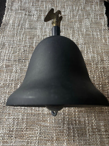 Vintage Black Metal Bell w/Brass Eagle