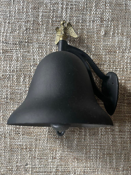 Vintage Black Metal Bell w/Brass Eagle