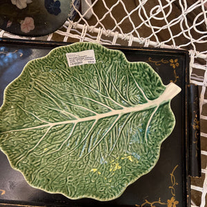 Bordallo Pinheiro large cabbage pattern bowl, 13 1/2", extended stem, marked