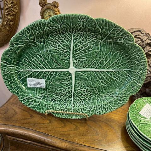 Bordallo Pinheiro ledes cabbage pattern serving platter, 17" marked