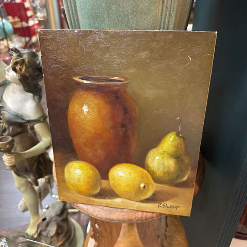 Vintage still Life painting on board