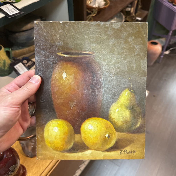 Vintage still Life painting on board