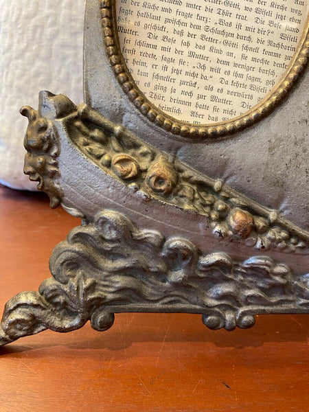 Antique Bronze/Brass Nautical Viking Ship w/ Cherub Frame 9" x 14"