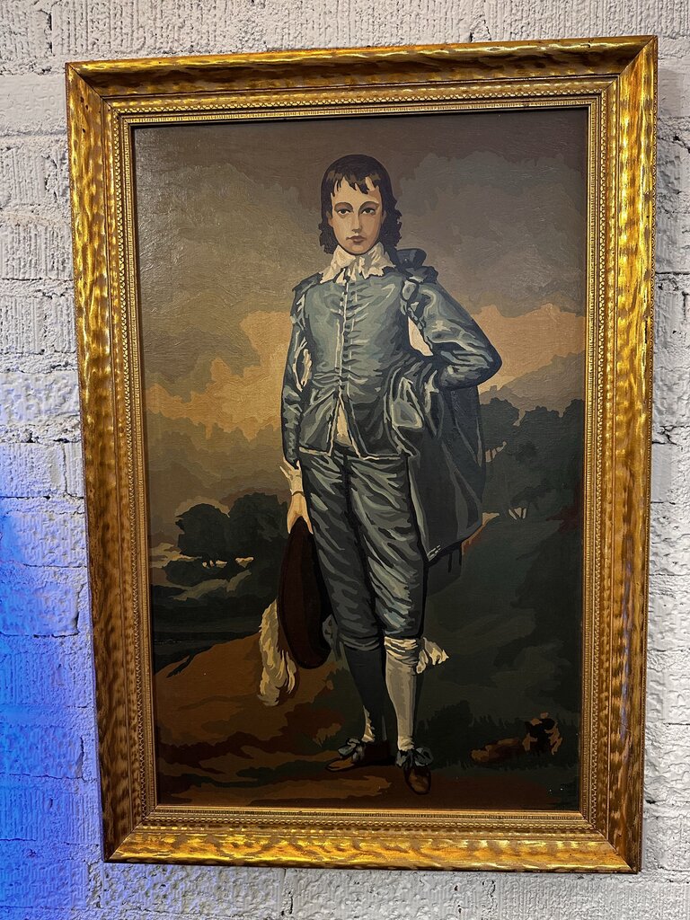 Vintage Paint By Number Blue Boy Framed Art 32H x 22W