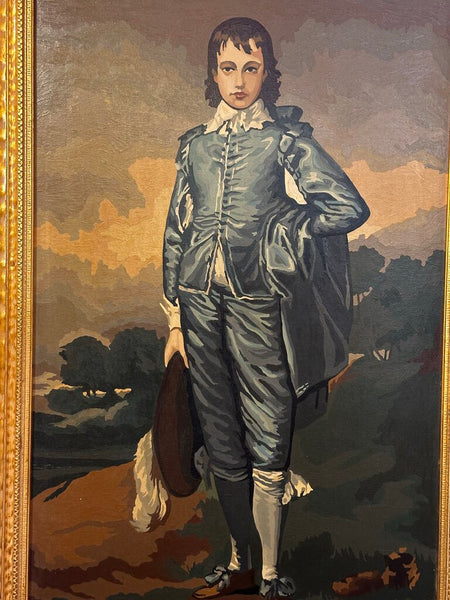 Vintage Paint By Number Blue Boy Framed Art 32H x 22W