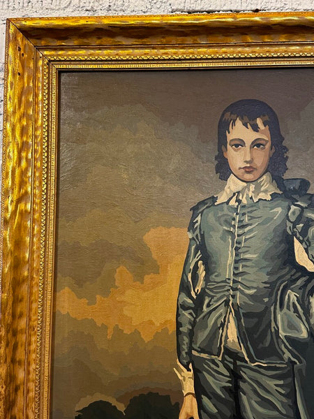 Vintage Paint By Number Blue Boy Framed Art 32H x 22W