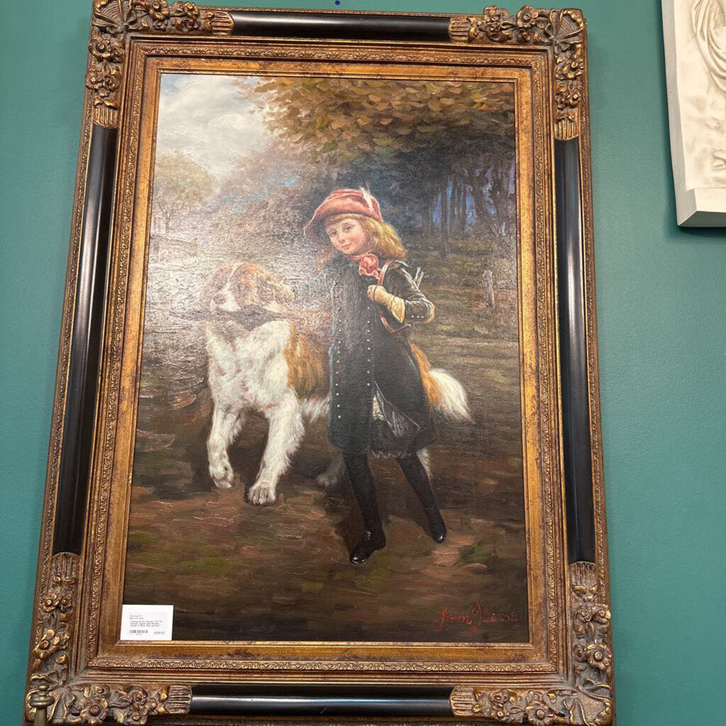 Framed Oil on Canvas " Off To School" signed John Pierson, 32x45" In Store Pick Up Only