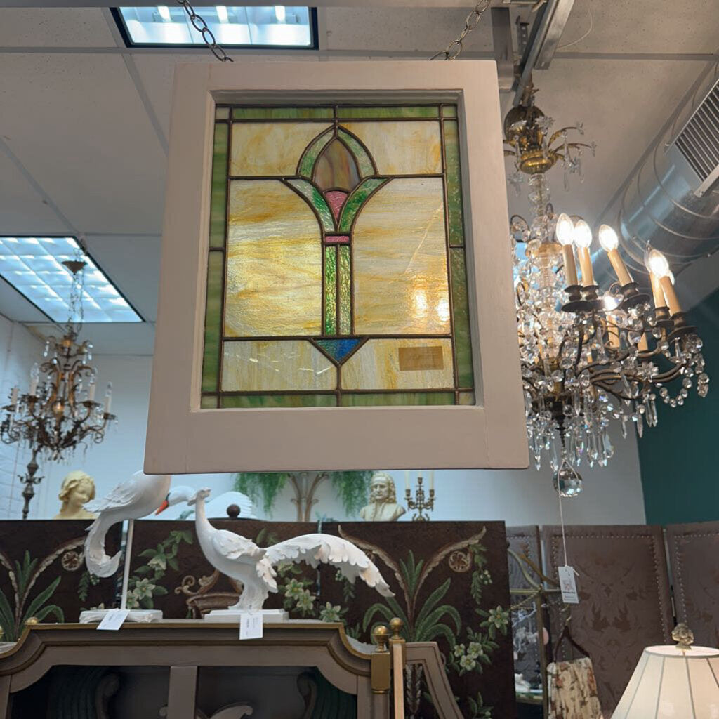 Vint Stained Glass Window 32x45" In Store Pick Up Only
