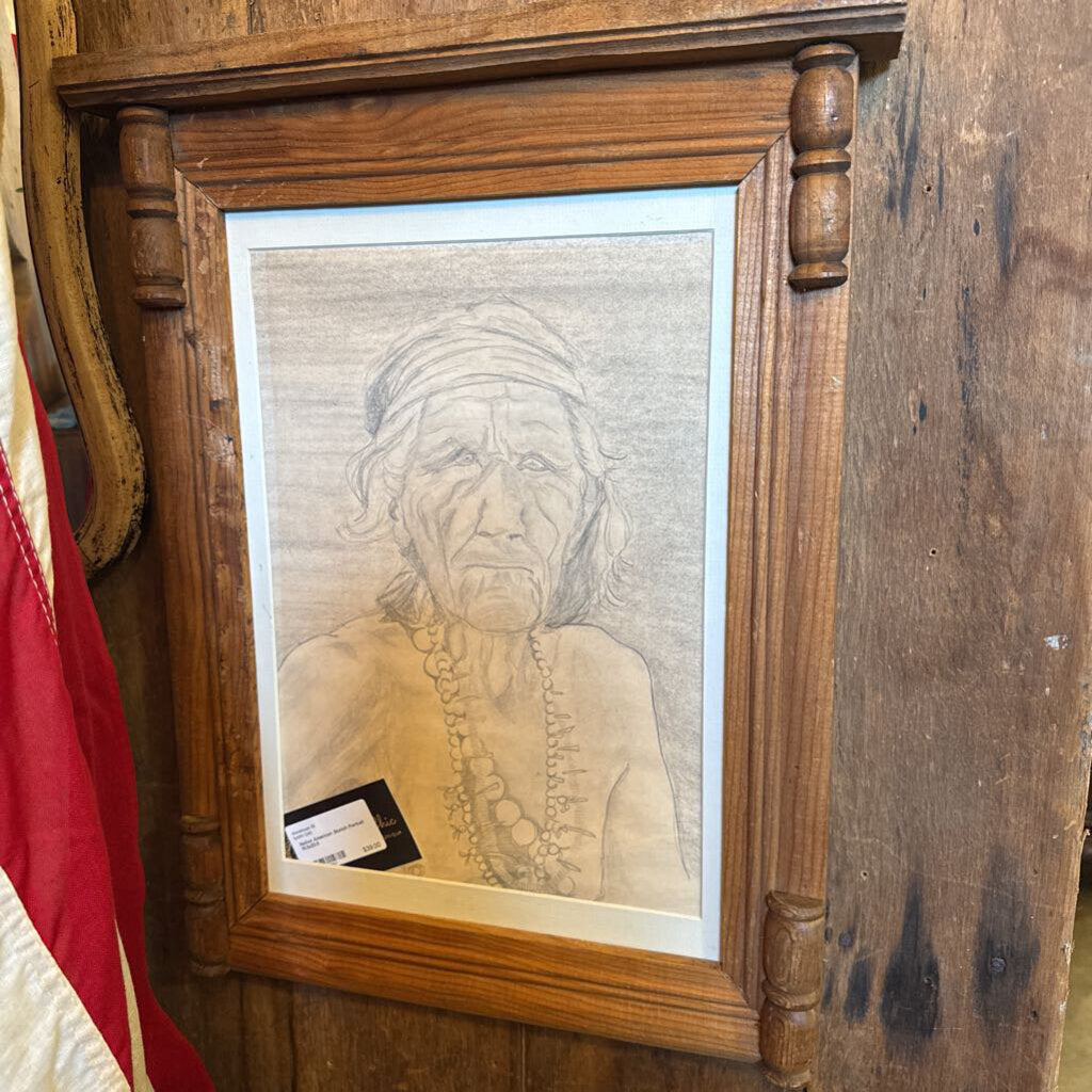 Native American Sketch Portrait 15.5x20.5