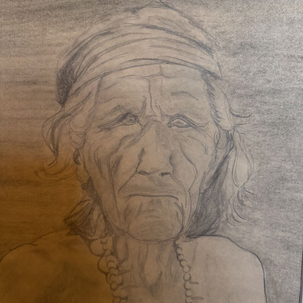 Native American Sketch Portrait 15.5x20.5