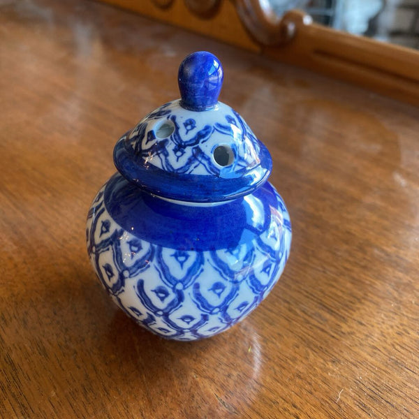 Vintage Petite Blue and White Ginger Jar 3" x 4"