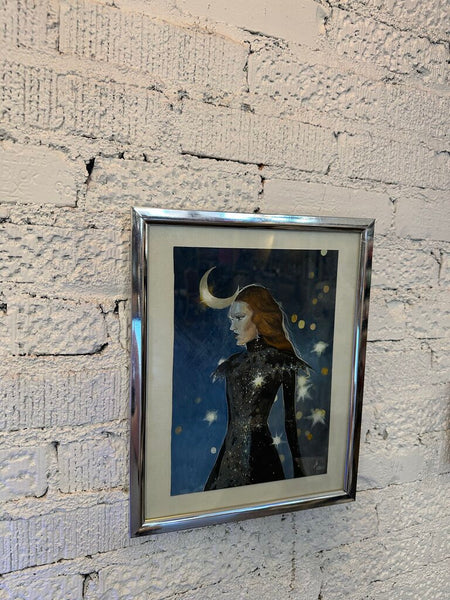 Signed women with moon portrait