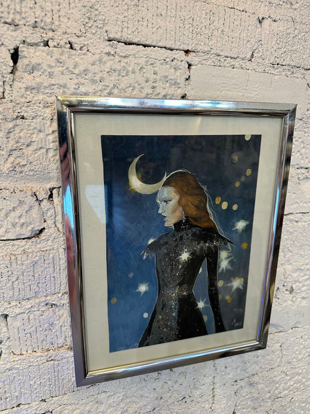 Signed women with moon portrait