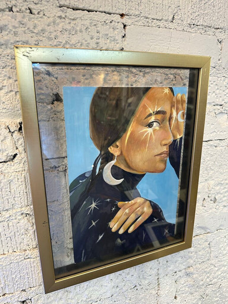 Signed women with moon portrait