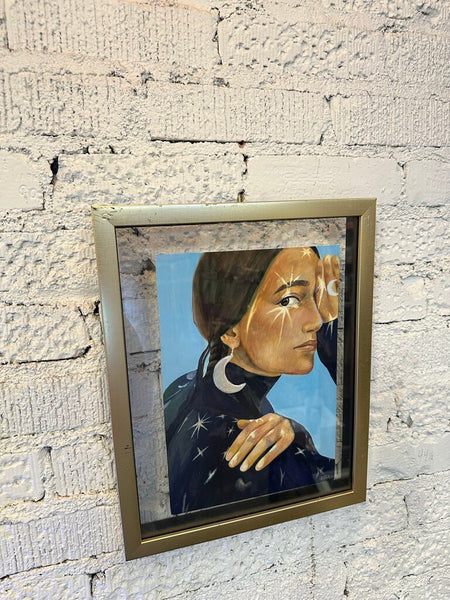 Signed women with moon portrait