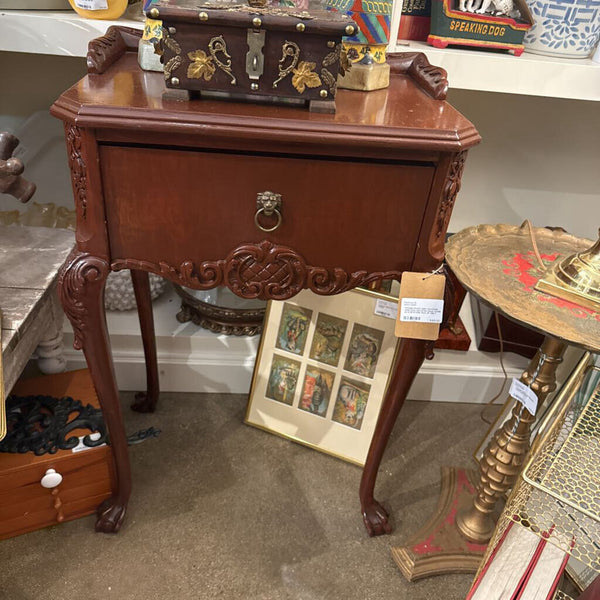 Vintage Ornate night stand/side table claw feet & lion ihead handle as is IN STORE PICK UP ONLY