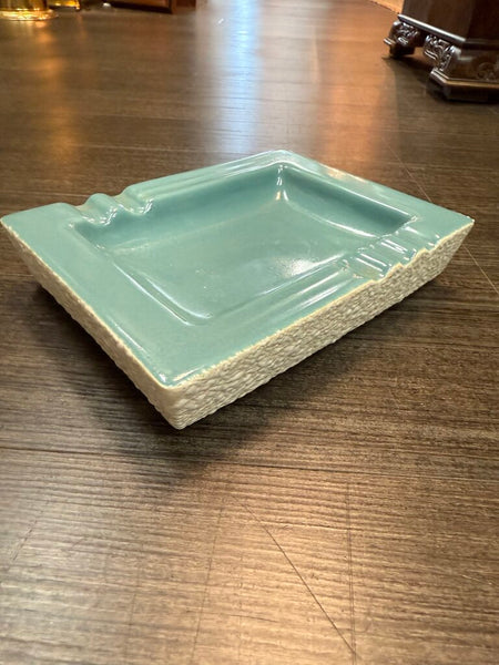Green and White Ceramic Ashtray W1467