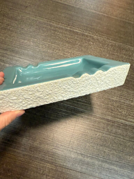 Green and White Ceramic Ashtray W1467